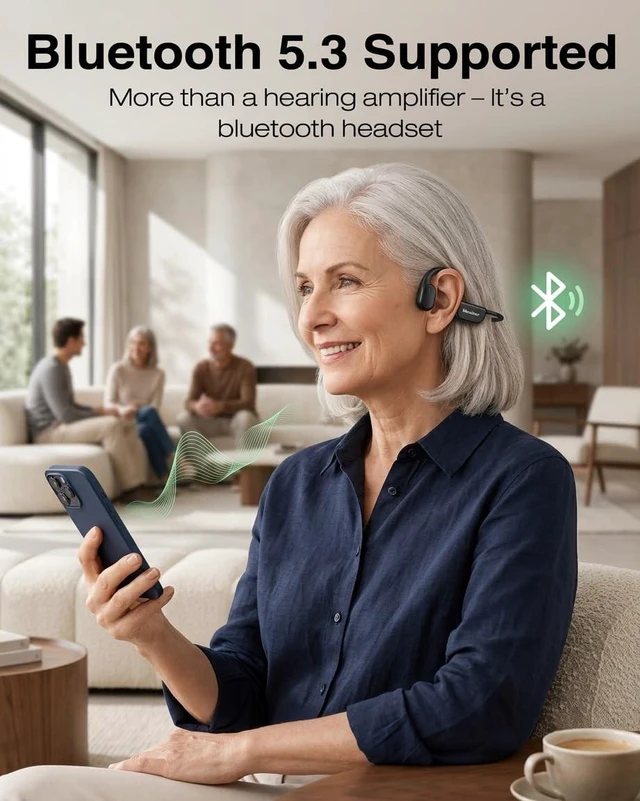 Alt view image 3 of 5 - Blue Deer Bone Conduction Hearing Amplifier for Seniors with Bluetooth APP