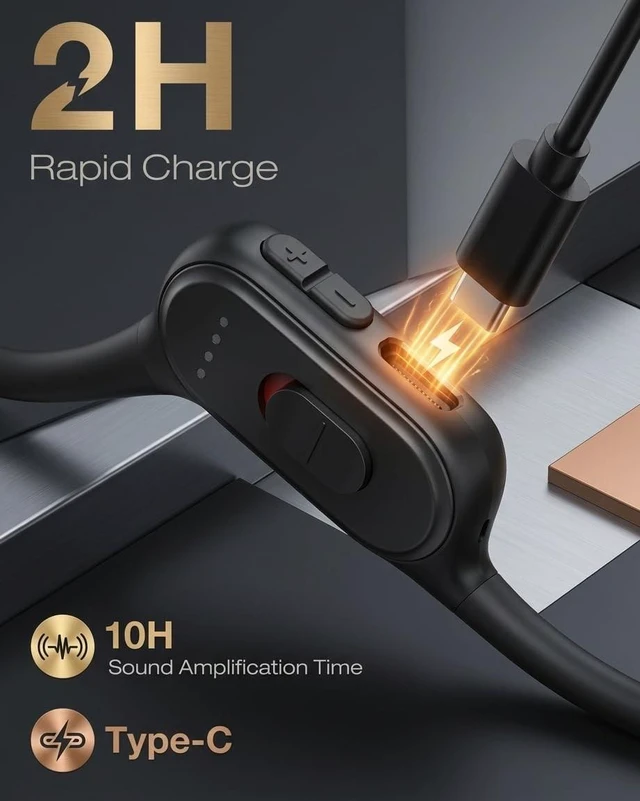 Alt view image 5 of 5 - Blue Deer Bone Conduction Hearing Amplifier for Seniors with Bluetooth APP
