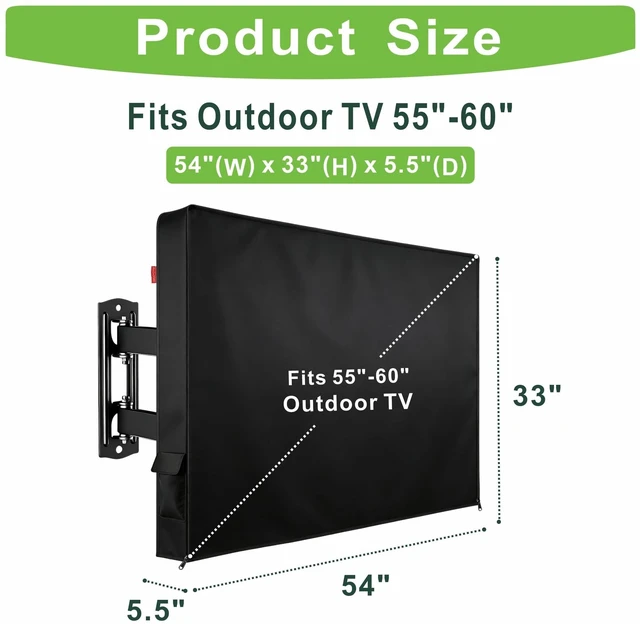 Alt view image 2 of 5 - VIYOYOUNG 55-60 in Outdoor TV Cover, Heavy Duty 600D Waterproof Weatherproof TV Cover with Waterproof Zipper, Outdoor Dustproof Sunproof Rainproof Television Protector for Garden Patio Balcony