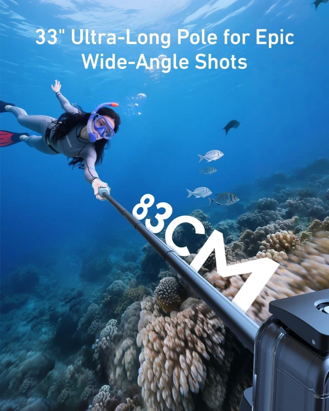 Alt view image 2 of 5 - Underwater Bluetooth Selfie Stick for GoPro Hero 13 12 11 10 9 8, 33inch Waterproof Extendable Pole with Remote, 21 Hours Shooting for Diving Surfing Snorkeling, Perfect for Stunning Underwater Shots