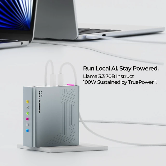 Alt view image 5 of 5 - PHYSCE 100W 4-Port GaN Charger, Sustained 95100W Output for Local AI, 4-Port Charging Station, 360 RGB Status Light, One-Tap Control, Foldable Plug, for MacBook Pro 14, iPhone 18 Pro Max PD 3.2 AVS