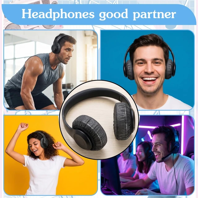 Alt view image 5 of 5 - 600 Pieces Disposable Black Non-Woven Headphone Covers, Large Size 4.3 Inch Earpad Protectors for On-Ear Headphones, Gym Studio Office Salon Shared Audio Equipment Hygiene