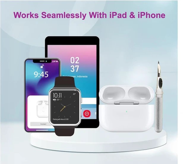 Alt view image 3 of 5 - Replacement Charging Case for AirPods Pro 1&2 Generation with fast Wireless and Wired Charging, Bluetooth Pairing and Sync Button, 680mAh Battery with Multi-Function Cleaning Tool. No