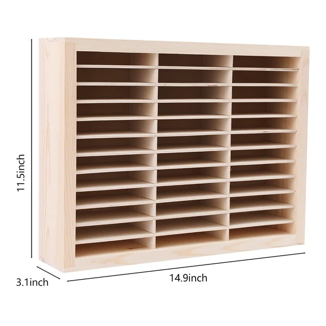 Alt view image 5 of 5 - 36-Slot Wooden Cassette Tape Organizer, Cassette Tape Storage Wall Mount or Freestanding