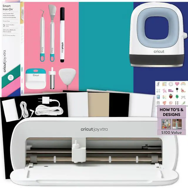 Main image of Cricut Joy Xtra Bundle with EasyPress Mini and Smart Iron-On Sampler | HTV with Cutting Machine and Heat Press Combo