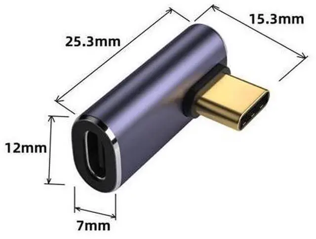 Alt view image 3 of 7 - Vszerda USB4 Type C Male to Female Low Profile Right Angled 100W Power Data 8K Video Adapter 40Gbps for Laptop Phone