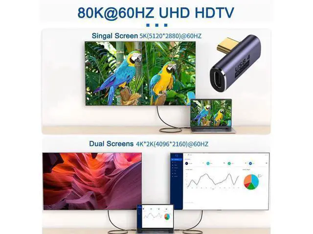 Alt view image 6 of 7 - Vszerda USB4 Type C Male to Female Low Profile Right Angled 100W Power Data 8K Video Adapter 40Gbps for Laptop Phone
