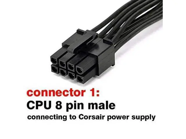 Alt view image 2 of 2 - Vszerda CPU 8 Pin Female to CPU 8 Pin ATX 4 Pin Male Power Supply Converter Adapter Extension Cable for Motherboard 9.5-inch