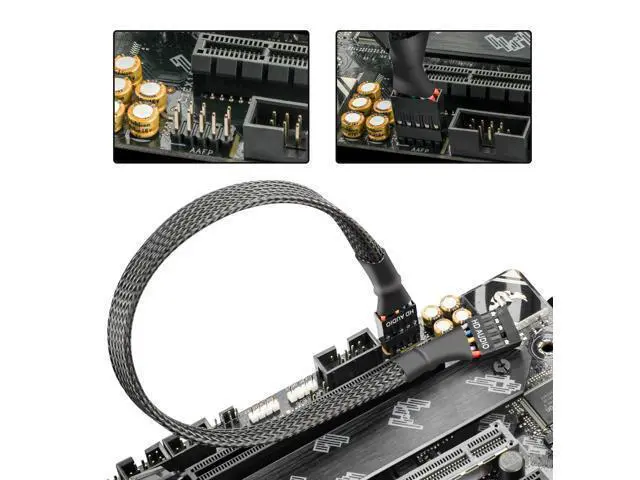 Alt view image 2 of 6 - Vszerda Motherboard HD Audio Extension Cable 9 Pin 30cm(11.8in) Female to Female Connection for Front Audio