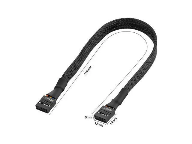 Alt view image 4 of 6 - Vszerda Motherboard HD Audio Extension Cable 9 Pin 30cm(11.8in) Female to Female Connection for Front Audio