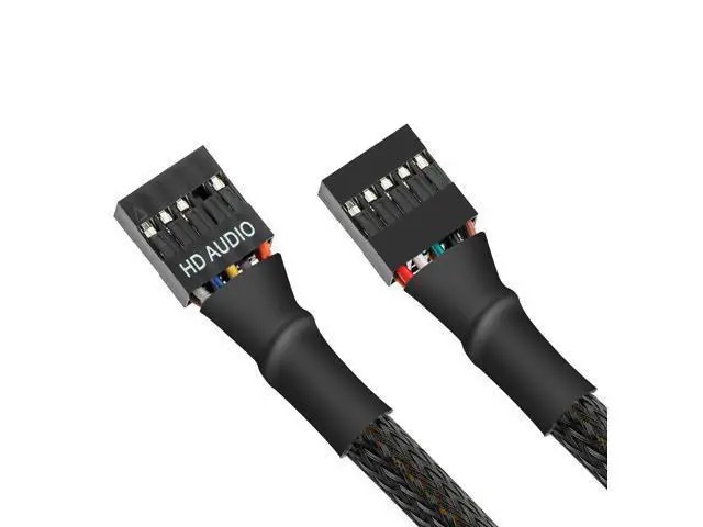 Alt view image 5 of 6 - Vszerda Motherboard HD Audio Extension Cable 9 Pin 30cm(11.8in) Female to Female Connection for Front Audio