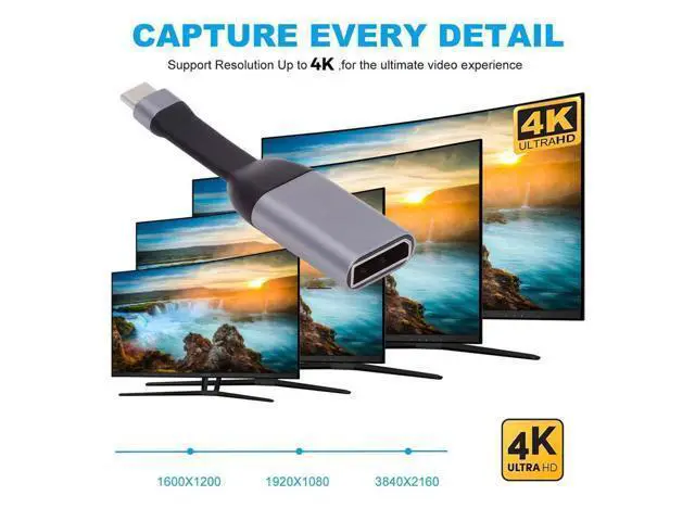 Alt view image 2 of 7 - Vszerda USB-C to Displayport Adapter 4K 60hz Type-C Source to DP Sink HDTV Converter Ultra Slim Flat Cable 1080p for Laptop Tablet Phone