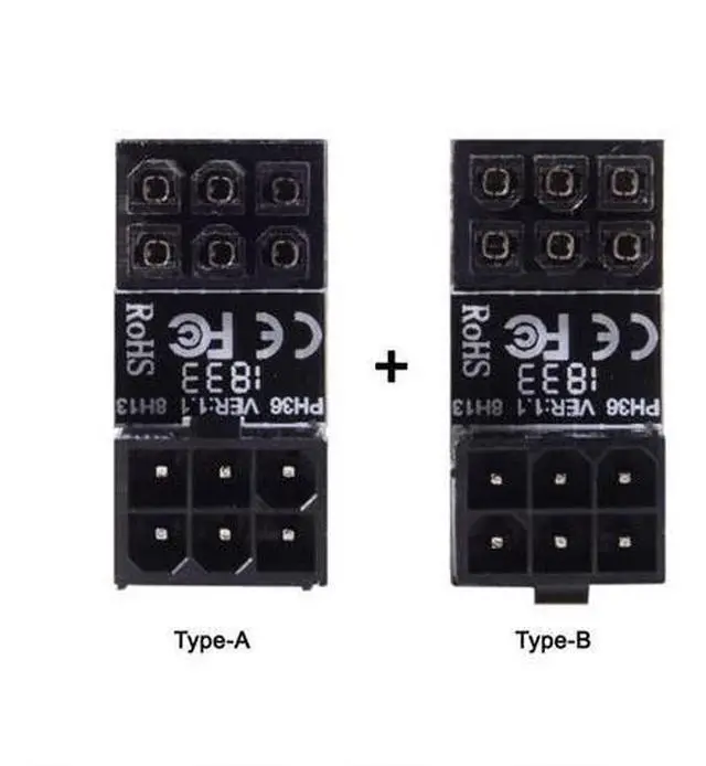 Alt view image 4 of 7 - Vszerda 180 Degree Angled ATX 6Pin Female to 6pin Male Power Adapter for Desktops Graphics Card 2pcs/lot Black