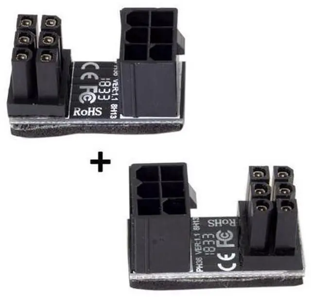 Alt view image 7 of 7 - Vszerda 180 Degree Angled ATX 6Pin Female to 6pin Male Power Adapter for Desktops Graphics Card 2pcs/lot Black