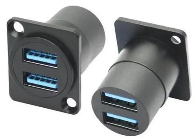 Alt view image 2 of 7 - Vszerda Dual USB 3.0 Panel Mount Connector Adapter, D-Type USB Female to Female Through Socket with Install Screw, High Speed 5Gbps Data Transfer, 5V/2A Power (Black)