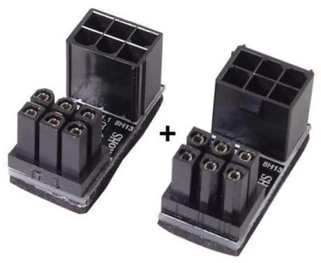 Alt view image 6 of 7 - Vszerda 180 Degree Angled ATX 6Pin Female to 6pin Male Power Adapter for Desktops Graphics Card 2pcs/lot Black