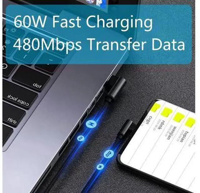 Alt view image 3 of 7 - Vszerda 90 Degree USB C to USB C Cable 1M/3FT,60W PD Type C Fast Charging Data Cable,Dual Right Angle Nylon Braided Cable,for USB C Devices Android Charging and Data Transmission