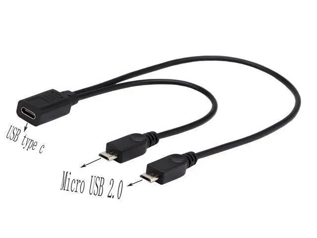 Alt view image 4 of 6 - Vszerda Micro USB 2.0 & USB-C Multi-Connector Sync & Charge Cable - 30cm (For Smartphones, Computers, Tablets with Micro USB & USB Type-C Ports)