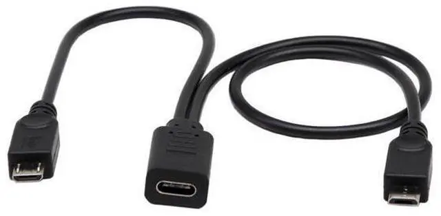 Alt view image 6 of 6 - Vszerda Micro USB 2.0 & USB-C Multi-Connector Sync & Charge Cable - 30cm (For Smartphones, Computers, Tablets with Micro USB & USB Type-C Ports)