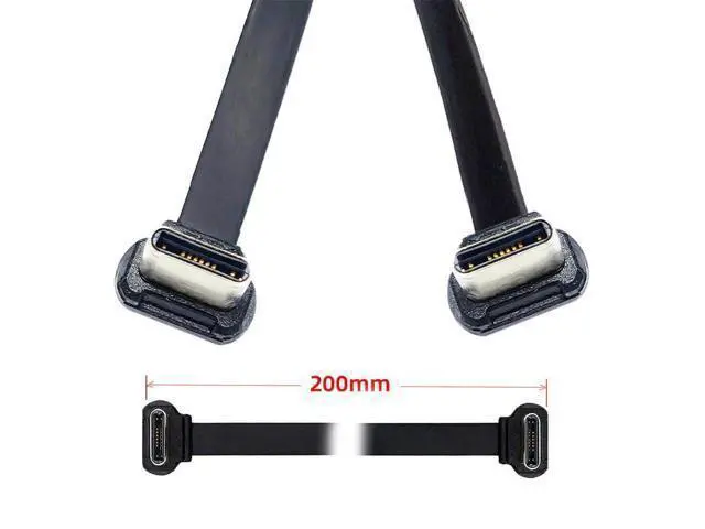 Alt view image 6 of 7 - Vszerda Short USB2.0 Data Cable 7.87in Ultra Slim Flat USB-C Type C to USB-C Power Angled Connector 65W Fast Charge for Laptop Tablet Phone 20cm
