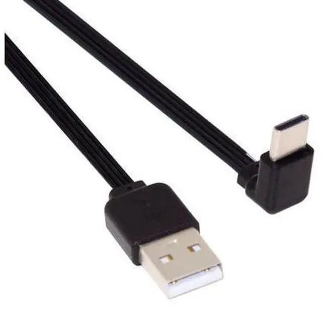 Main image of Vszerda USB 2.0 Male to USB-C Type-C Up Down Angled 90 Degree Data Flat Slim FPC Cable for FPV & Disk & Phone 13cm