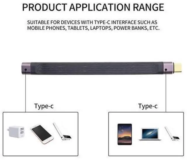 Alt view image 6 of 7 - Vszerda Short USB C 4.0 Cable 100W, 40Gbps USB Type C Female to Male Data Transfer 100W PD Short Cable for Type C Device, 5.11 inch (Type C Female)