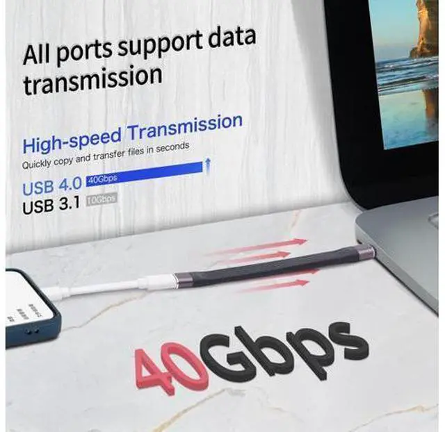 Alt view image 2 of 7 - Vszerda Short USB C 4.0 Cable 100W, 40Gbps USB Type C Female to Male Data Transfer 100W PD Short Cable for Type C Device, 5.11 inch (Type C Female)