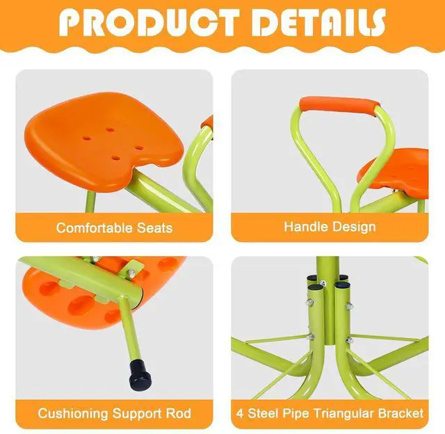 Alt view image 3 of 7 - Kids Seesaw Swivel Teeter Totter Home Playground Equipment, 360 Degrees Rotating Safe, Outdoor Fun for Kids, Toddlers, Boys, Children (4 Seats)
