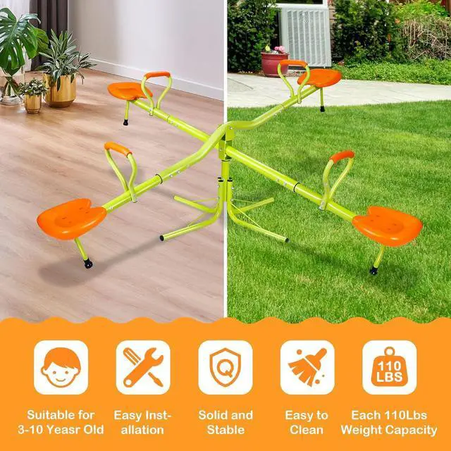 Alt view image 7 of 7 - Kids Seesaw Swivel Teeter Totter Home Playground Equipment, 360 Degrees Rotating Safe, Outdoor Fun for Kids, Toddlers, Boys, Children (4 Seats)