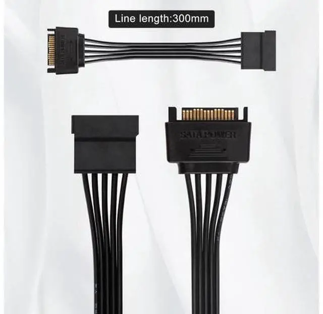 Alt view image 5 of 7 - 15 Pin SATA Power Extension Cable (3Pack), Sata Male to Female Cable, Sata Power Cable Extension, 10 inch, Black (3 Pack)