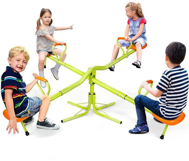 Main image of Kids Seesaw Swivel Teeter Totter Home Playground Equipment, 360 Degrees Rotating Safe, Outdoor Fun for Kids, Toddlers, Boys, Children (4 Seats)