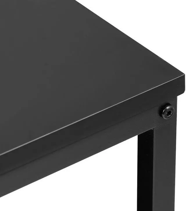 Alt view image 6 of 7 - 39.4in Industrial Coffee Table with Storage Shelf - Vintage Wood Look Rectangle Metal Frame Cocktail Table 2-Tier Tea Table for Small Apartment Living Room Home Office - Black