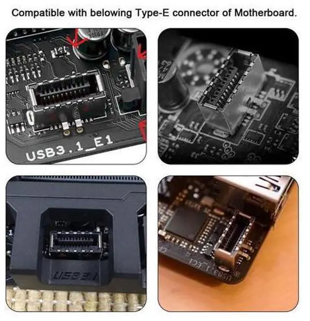 Alt view image 6 of 7 - Adapter USB 3.1 Front Panel Header Male Type-E to Type-C USB-C Female Motherboard Extension Data Adapter
