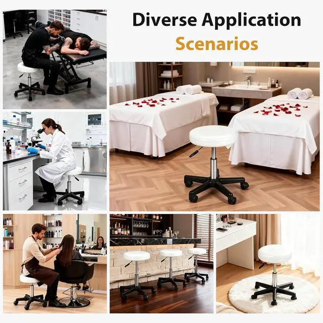 Alt view image 7 of 7 - Set of 4 Beauty Hydraulic Rolling Tattoo Salon Stool Massage Facial Spa Stool Chair
