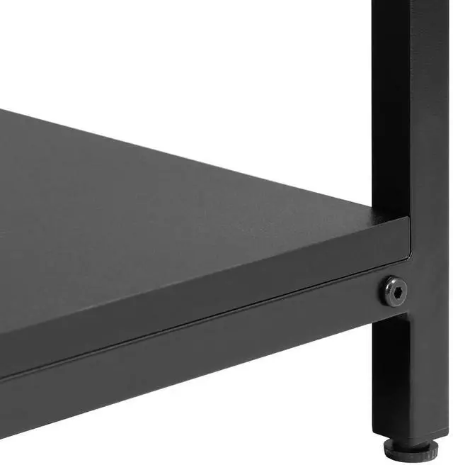 Alt view image 7 of 7 - 39.4in Industrial Coffee Table with Storage Shelf - Vintage Wood Look Rectangle Metal Frame Cocktail Table 2-Tier Tea Table for Small Apartment Living Room Home Office - Black