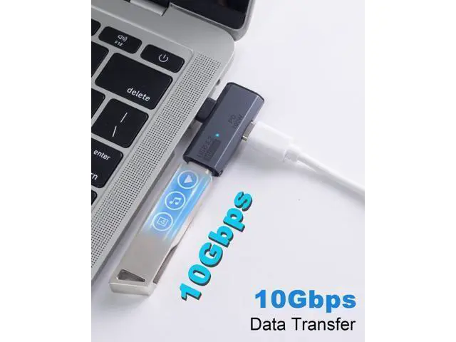 Alt view image 4 of 7 - 2 in 1 USB C Splitter 10Gbps, 90 Degree USB C Male to Dual Female Adapter 100W, Type C Headphone Adapter for Rog Ally, Steam Deck, iPhone 15 Series and More Devices-Grey