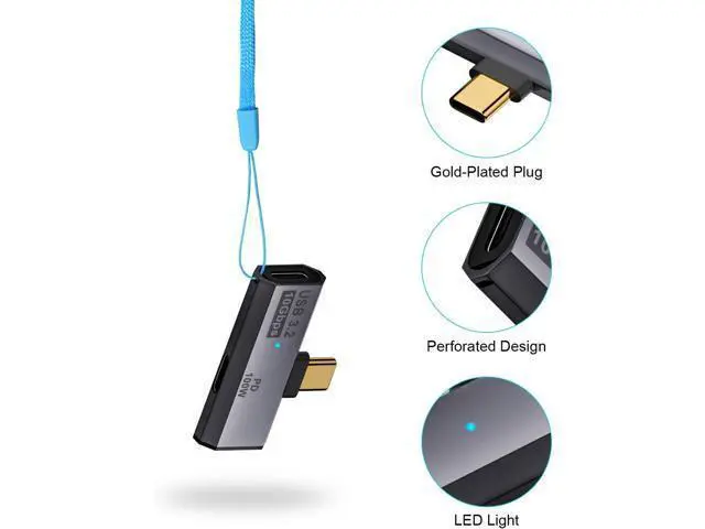 Alt view image 7 of 7 - 2 in 1 USB C Splitter 10Gbps, 90 Degree USB C Male to Dual Female Adapter 100W, Type C Headphone Adapter for Rog Ally, Steam Deck, iPhone 15 Series and More Devices-Grey