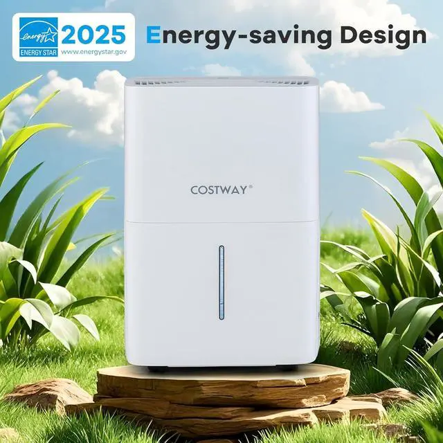Alt view image 2 of 7 - COSTWAY 65 Pints Energy Star Dehumidifier, 5000 Sq.Ft Portable Large Home Dehumidifier for Basements with 2 Modes & 3 Fan Speeds, 1.4 Gallon Tank