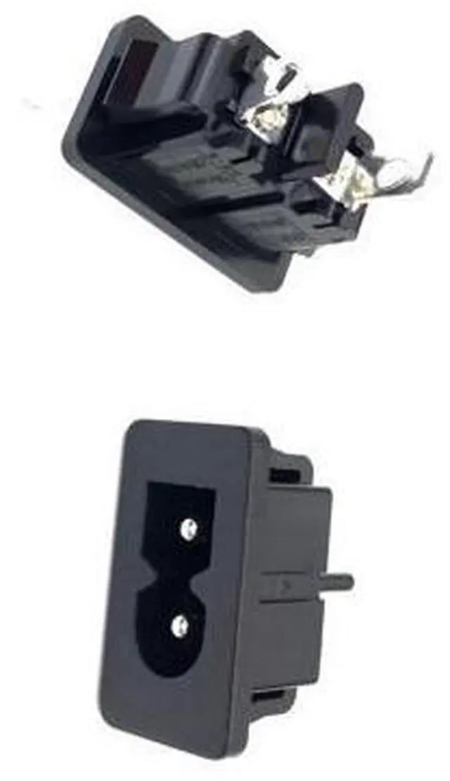 Main image of 10Pcs Black Male Plug IEC320 C8 Power Socket Connector AC 250V 2.5A 2Pin