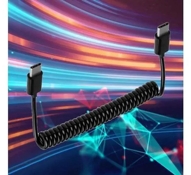 Alt view image 2 of 4 - Spring Cable USB 3.1 Type C to Type C Charging Cable Retractable Type C Data Transmission Cord 480Mbps for Android Phone