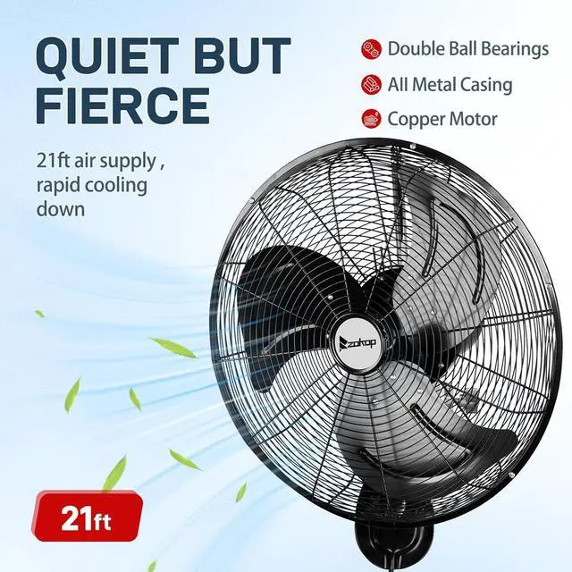 Alt view image 6 of 7 - Winado 18 inch Wall Mount Oscillating Fan, High Velocity 3-speed Max 4592 CFM Industrial Wall Fan w/Aluminum Blades for Indoor, Commercial, Residential, Warehouse, Garage