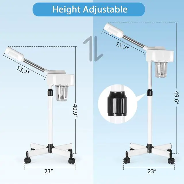 Alt view image 6 of 7 - Professional Facial Steamer On Wheels Ionic Ozone with Hot Mist Function Stand Facial Steamer for Personal Home Salon Spa Skin Cleaning