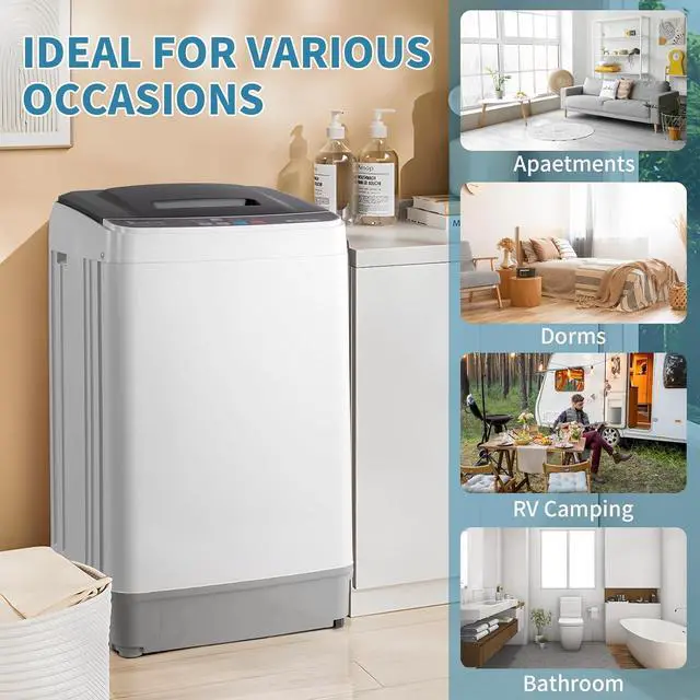 Alt view image 7 of 7 - Winado Full Automatic Washing Machine, 17.6Lbs Top Load Portable Washer with Drain Pump, 10 Wash Programs 8 Water Level Washing and Dryer Combo, 2 in 1 Washer and Dryer for Apartments, RV, Camping