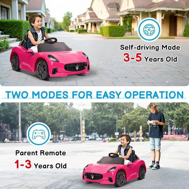Alt view image 3 of 6 - Winado 12V Ride on Car, Licensed Maserati Electric Car for Toddlers W/Remote Control, Battery Car for Kids with Bluetooth, 3 Speeds, LED & Rear Lights, Music & Horn (Pink)