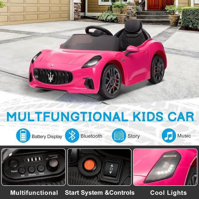Alt view image 2 of 6 - Winado 12V Ride on Car, Licensed Maserati Electric Car for Toddlers W/Remote Control, Battery Car for Kids with Bluetooth, 3 Speeds, LED & Rear Lights, Music & Horn (Pink)