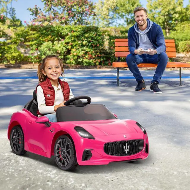 Alt view image 6 of 6 - Winado 12V Ride on Car, Licensed Maserati Electric Car for Toddlers W/Remote Control, Battery Car for Kids with Bluetooth, 3 Speeds, LED & Rear Lights, Music & Horn (Pink)