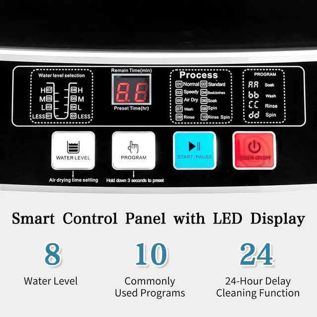 Alt view image 5 of 7 - Winado Full Automatic Washing Machine, 17.6Lbs Top Load Portable Washer with Drain Pump, 10 Wash Programs 8 Water Level Washing and Dryer Combo, 2 in 1 Washer and Dryer for Apartments, RV, Camping