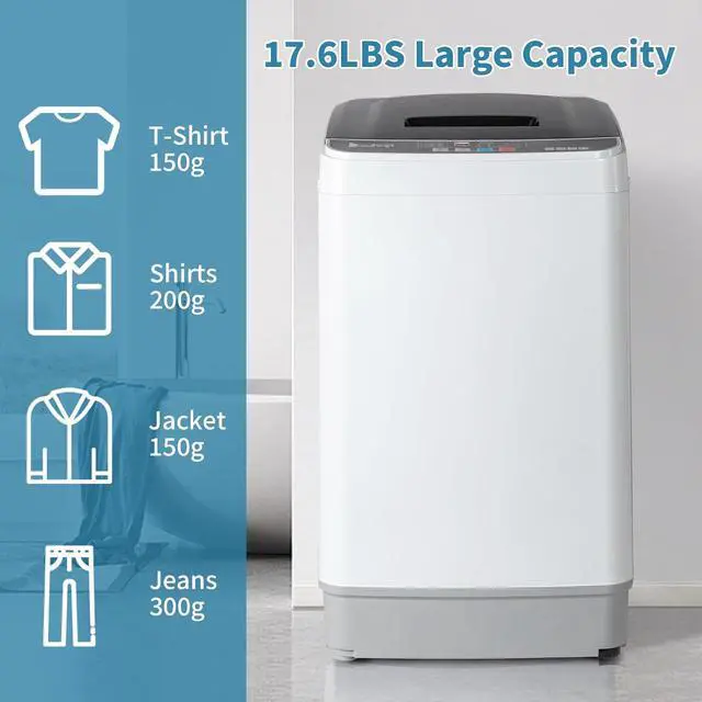 Alt view image 3 of 7 - Winado Full Automatic Washing Machine, 17.6Lbs Top Load Portable Washer with Drain Pump, 10 Wash Programs 8 Water Level Washing and Dryer Combo, 2 in 1 Washer and Dryer for Apartments, RV, Camping