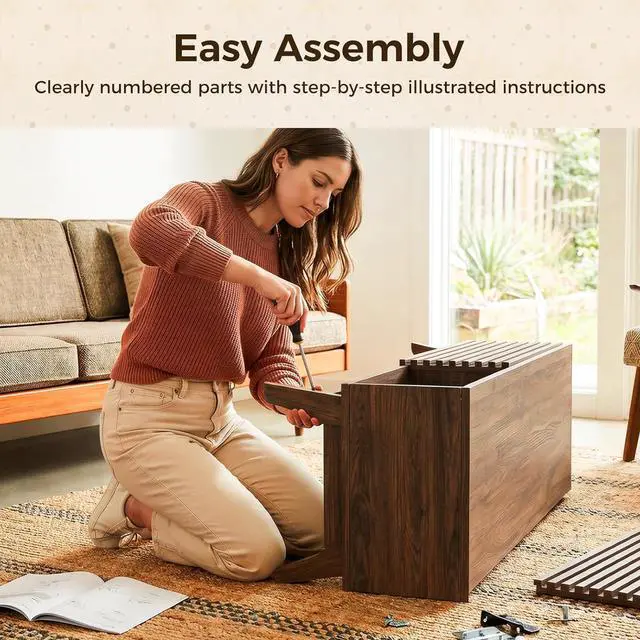 Alt view image 6 of 7 - AODK 59" TV Stand for 55"/60"/65" TVs, Mid-Century Modern Fluted Entertainment Center with Sliding Doors, Storage Cabinets & Media Console Table, Living Room & Bedroom, Walnut