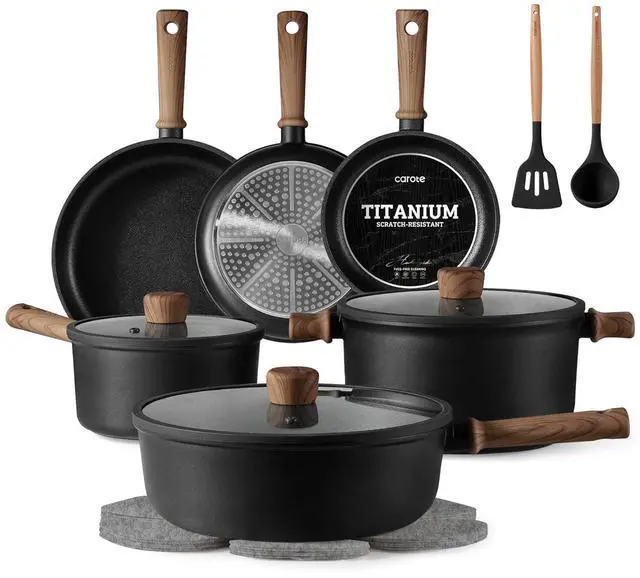 Main image of Nonstick Pots and Pans, Induction Titanium Cookware Set 16pcs Kitchen Cooking Sets, Pot and Pan Non Stick w/Frying pan (PFOS, PFOA Free)